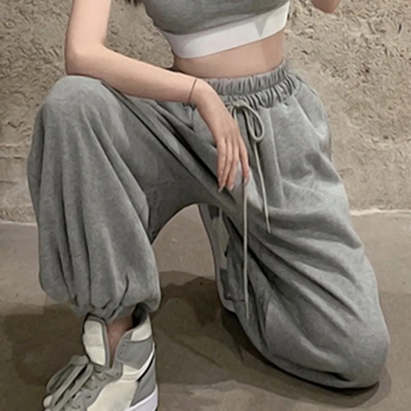 Damenhosen SHUJIN Übergröße Damen Weiße Jogging-Jogginghose Koreanische Mode Sport Lässige Harajuku Weite Joggerhose Knöchellänge 230808