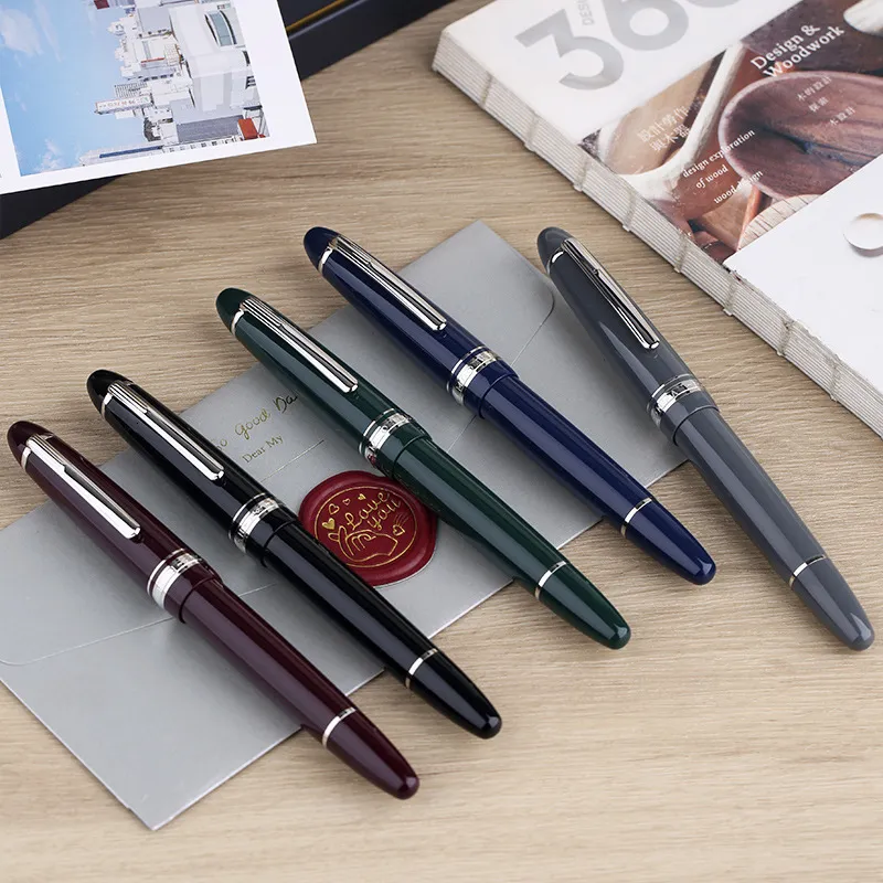 噴水ペンMajohn P136 Fountain Pen Metal Copper Piston EF 0.4mm F 0.5mm M Nibs School Office Suppl