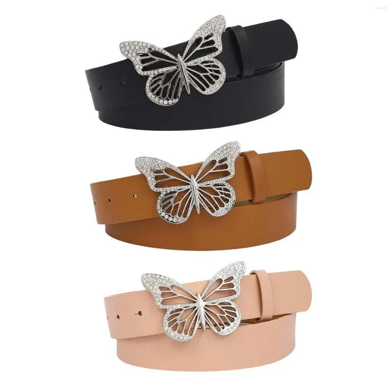 Belts Butterfly Buckle Belt PU Leather Prong Decorative Wide For Women