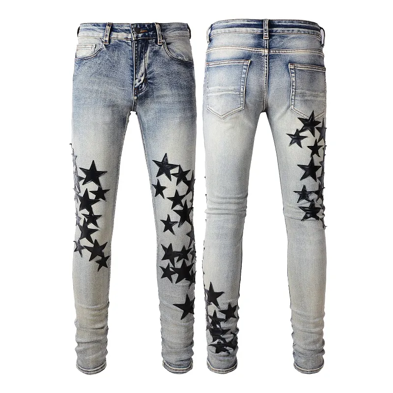 Am jeans Designer Jeans voor heren Distressed Ripped Biker Slim Fit Motorcycle Bikers Denim voor herenmode Zwarte broek voor mannen pour hommes28-40