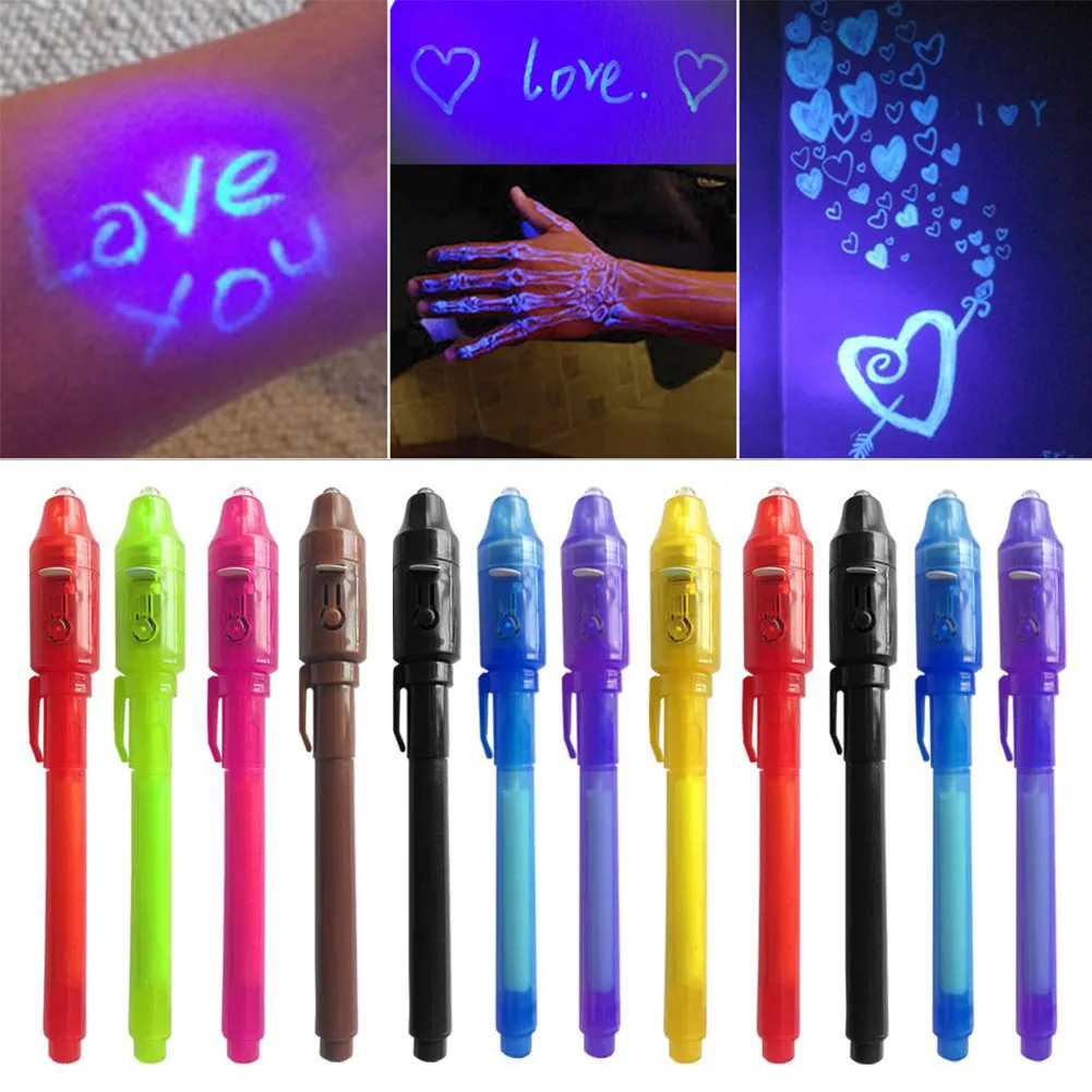 Markörer Invisible Ink Pen Secrect Message Pennor 2 i 1 Magic UV Light för att rita roliga aktiviteter Kids Party Students Gift DIY School 230807