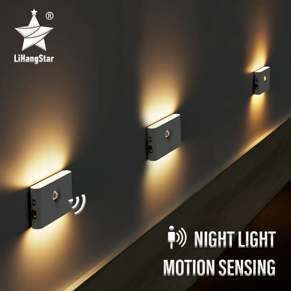 Inne dekoracje domowe LED indukcja nocna światło bezprzewodowe USB ładowanie ludzkiego ciała na ścianie sypialnia korytarza szafka łazienka 230807
