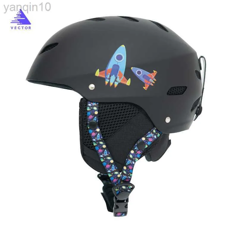 Capacetes de esqui Capacete de esqui dos desenhos animados Crianças Crianças Capacete de snowboard ABS + EPS Capacete esportivo ao ar livre moldado integralmente Equipamento de esqui HKD230808