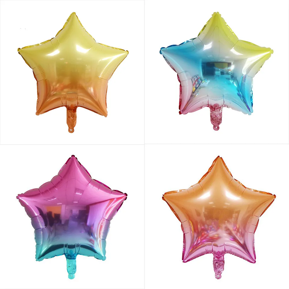 Autres fournitures de fête d'événement 5pcs 18 pouces étoiles ballons d'anniversaire arc-en-ciel coloré en forme d'hélium ballon en feuille pour bébé douche décor approvisionnement 230808
