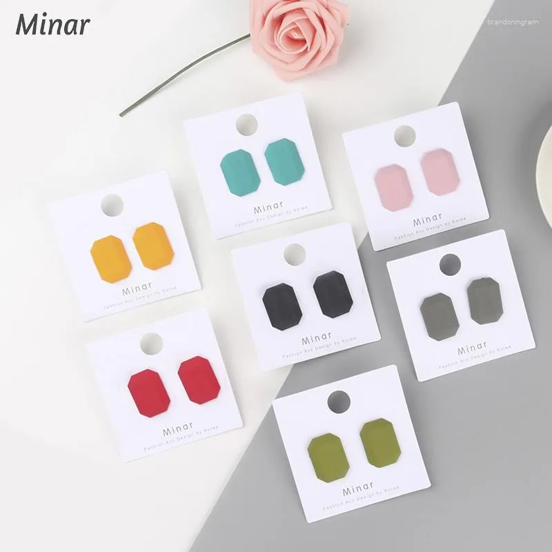 Stud Earrings Cute Large Paint Colored Octagon For Women Fashion Square Geometric Big Jewelry Wholesale