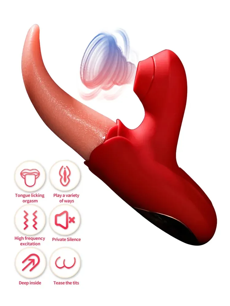 Vibromasseur 2 en 1 pour femmes, stimulateur de Clitoris et de langue, masseur de point G, succion vaginale, orgasme féminin, jouets sexuels