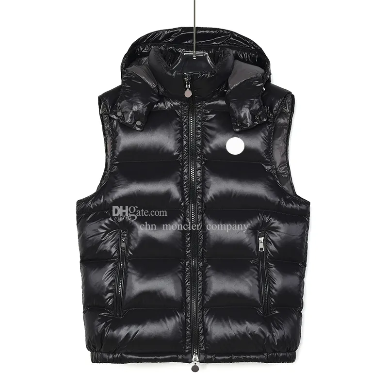 Bröst NFC Badge Mens Down Vest Circular Zipper Löstagbar hatt Män Gilet Winter Fashion Hooded Puffer Vest Storlek 1--5258U