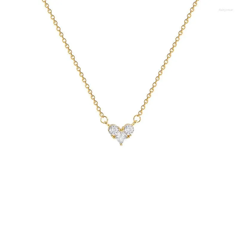 Pendant Necklaces Small Simple Love Heart Zircon Chain Necklace Nimble Mother's Day Woman Wedding Family Friend Gift Jewelry