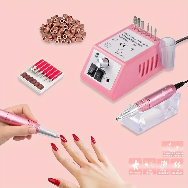 Kit de broca de unha elétrica profissional de 30000 RPM - perfeito para unhas dos pés, gel acrílico, manicure e pedicure - inclui 6 brocas 106 almofadas de lixa!