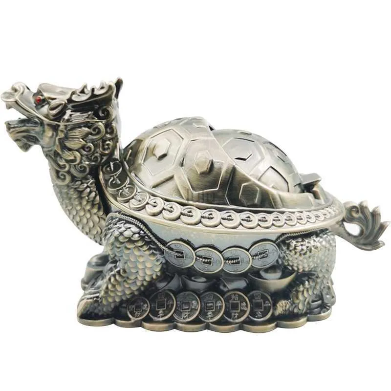 Dragon Turtle Shape Metal Ashtray Akcesoria gospodarstwa domowego Asshing Ash z osłoną zapieczętowaną popielnicę Akcesoria palenia HKD230808