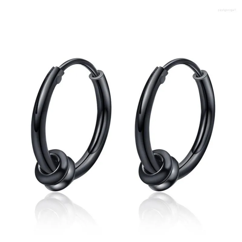 Hoop Earrings KOFSAC Trendy 925 Sterling Silver Jewelry For Men Women Simple Black Earring Lovers Valentine's Day Gifts