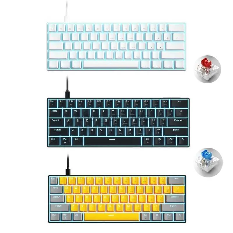 61 Teclas 60% Mini Teclado Mecânico para Jogos Hotswap Type-C Teclado Ergonômico para Jogos PBT Keycaps para GAMER HKD230808