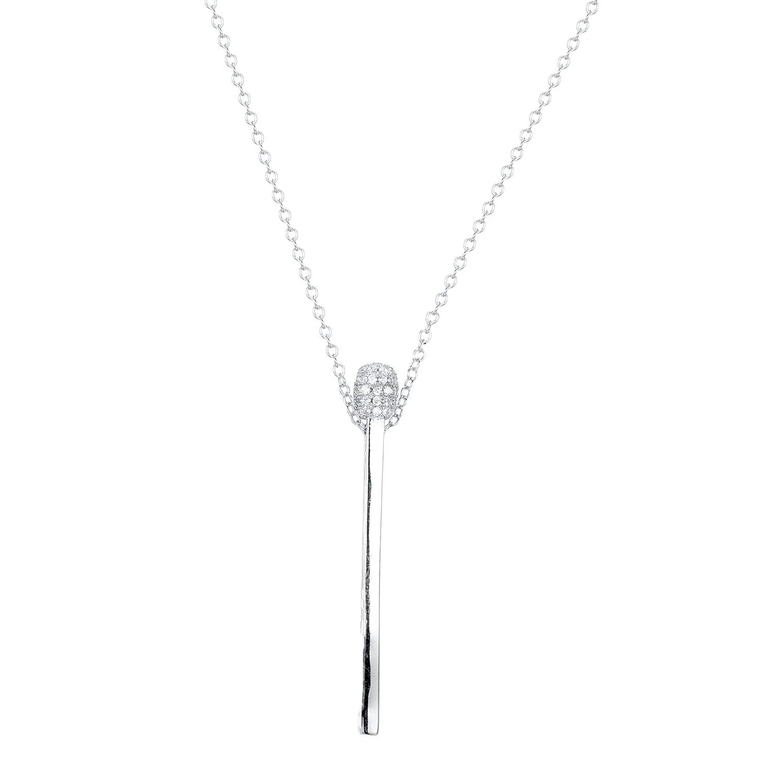 2023 Fashionable 925S Silver Long Bar Set with Full Diamond Long Bar Pendant, Clawbone Style, Simple Women's Necklace