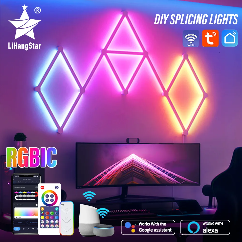 Nowate Elements Smart WiFi splatanie Ściana Ściana RGBIC Domowa ściana DIY Dekoracyjna atmosfera Nocna Light App Control Dimmable dla pokoju do gry sypialnie 230808