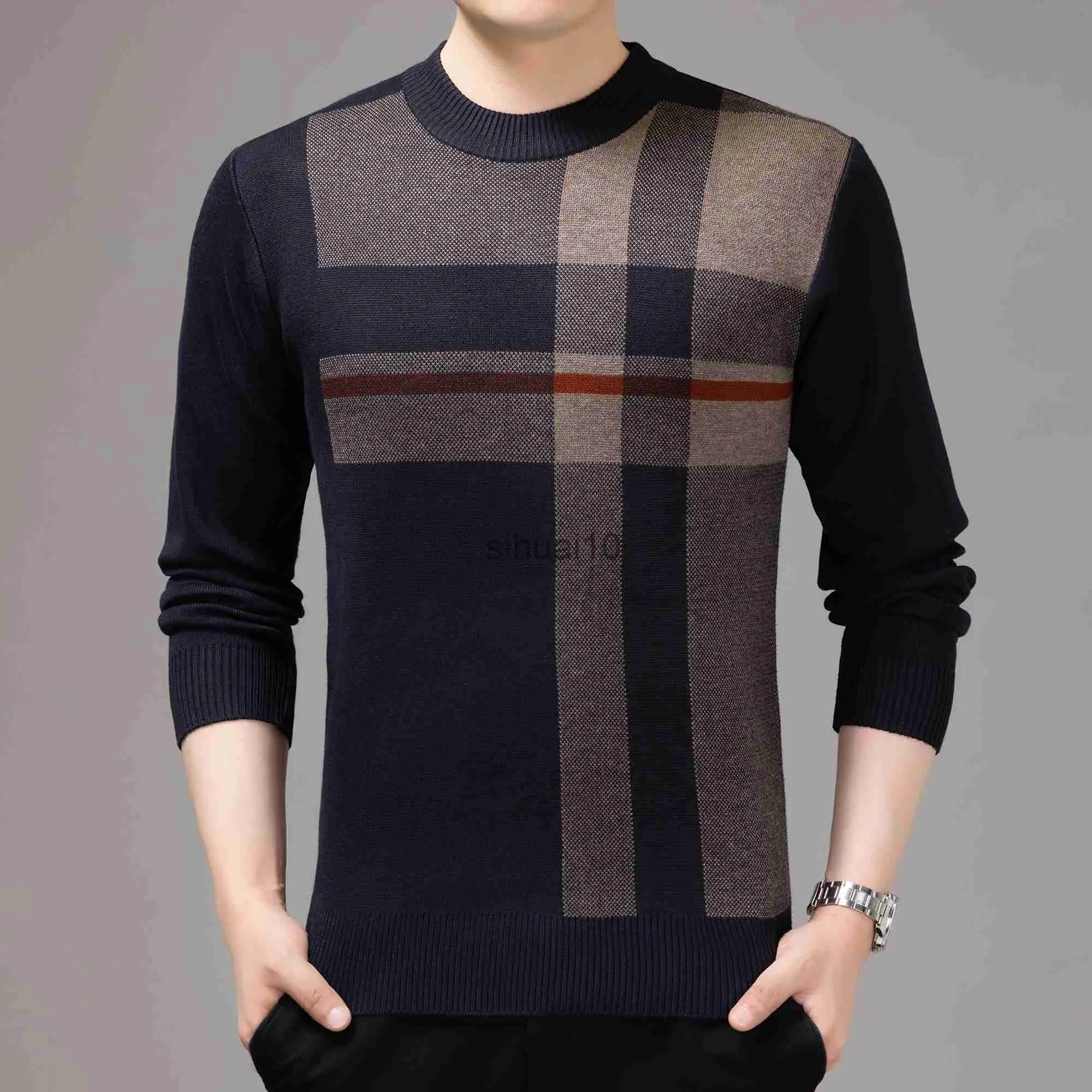 Männer Pullover 2021 Casual Dicke Warme Winter Gestreiften Gestrickte Pull Pullover Männer Tragen Jersey Kleid Pullover Stricken Herren Pullover männliche Mode 02196 J230808