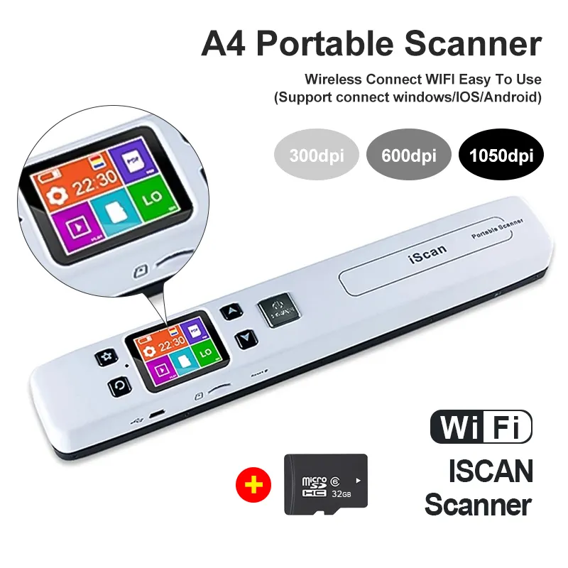 Scanners A4 Mini Iscan Portable Document Images Po Scanner WiFi 1050