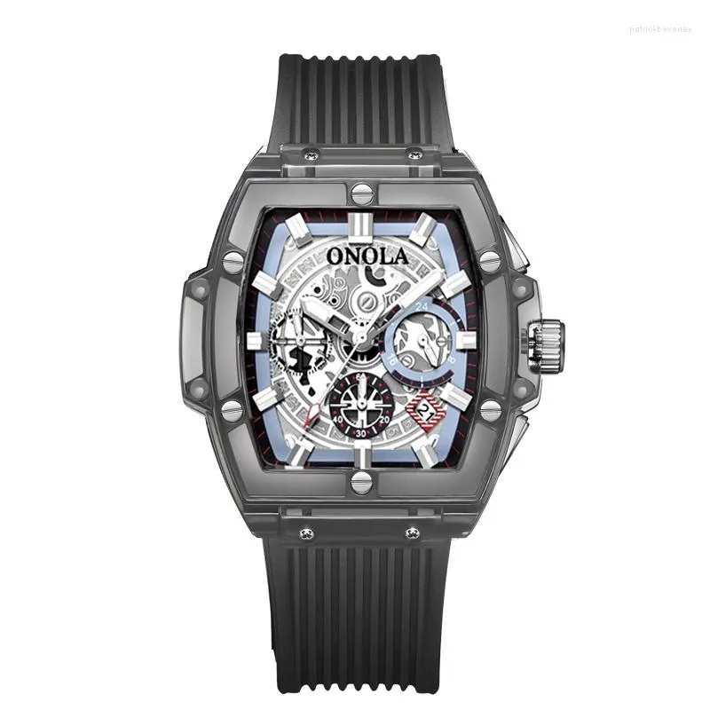 Orologi da polso 2023 ONOLA Orologi da uomo Quarzo Sport Moda Tempo libero Affari Trasparenza Cronografo Calendario Impermeabile