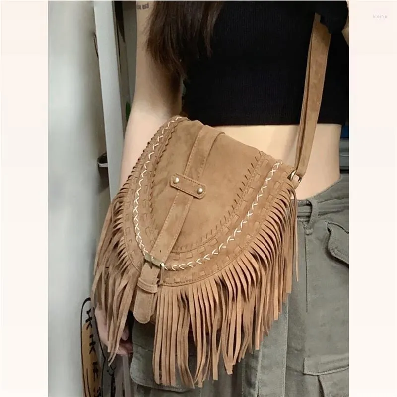 Avondtassen Vrouwen Kwastje Omzoomd Faux Suede Messenger Crossbody Vrouwen Handtas Grote Capaciteit Dame Kwastje Schoudertas Reizen