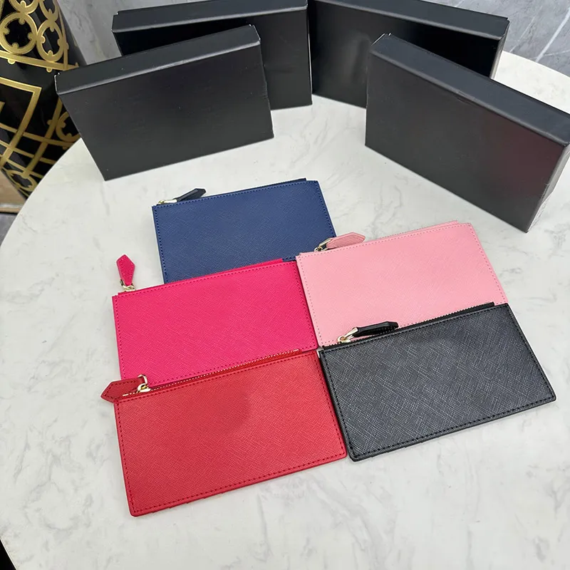 Porta carte designer donna borsa di lusso Porta carte in pelle saffiano portafogli con cerniera portafogli di credito portafogli donna Portamonete sottili portafogli donna portamonete moda