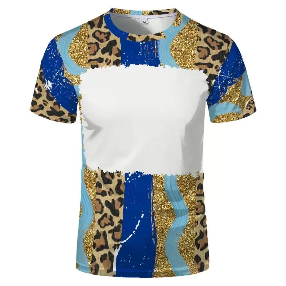 UPS 31 Patterns Sublimation Blank Leopard Bleached Shirts Heat Transfer Printed 95% Polyester T-Shirts for Adult and Children