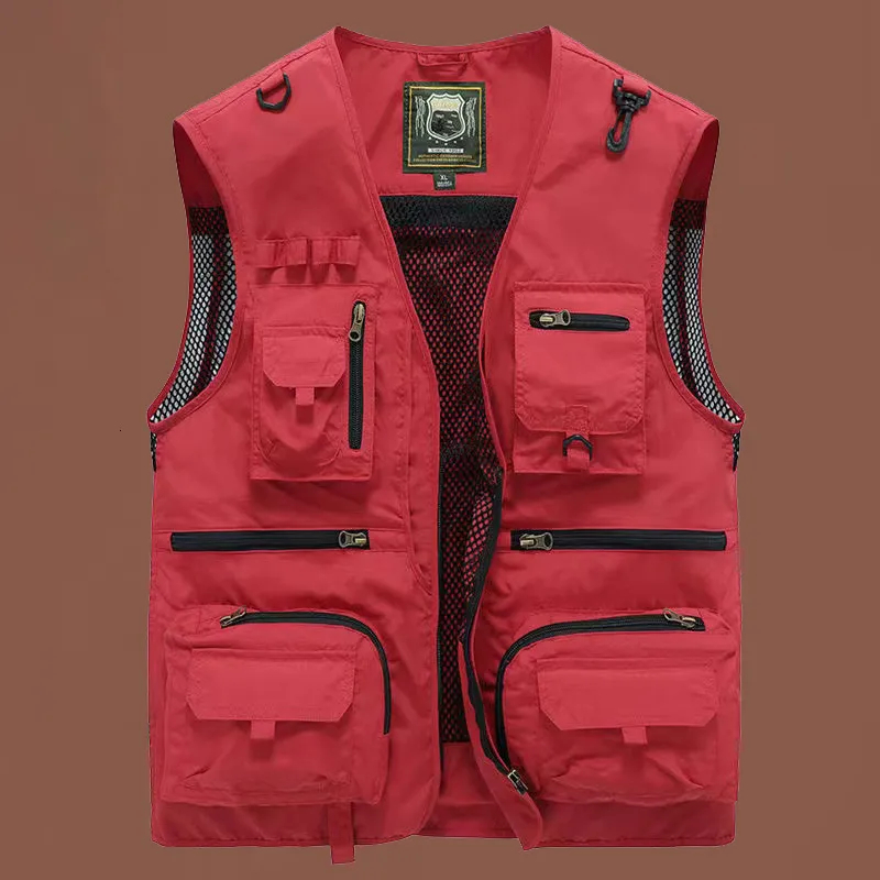 Men's Vests Summer Unloading Men US Tactical Hiking Fishing Vest Pographer Waistcoat Mesh Cargo Sleeveless Jacket Tools Pocket 5XL 230807