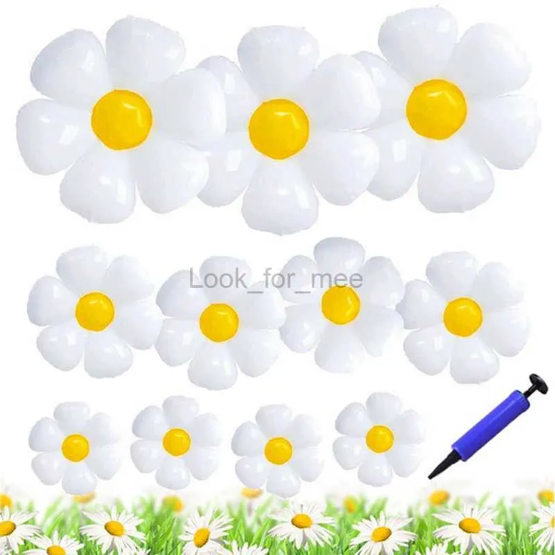 3st White Daisy Flower Foil Balloon Plumeria Helium Ball Wedding Kids Birthday Party Decor Baby Shower Ins Photo Props Balloons HKD230808