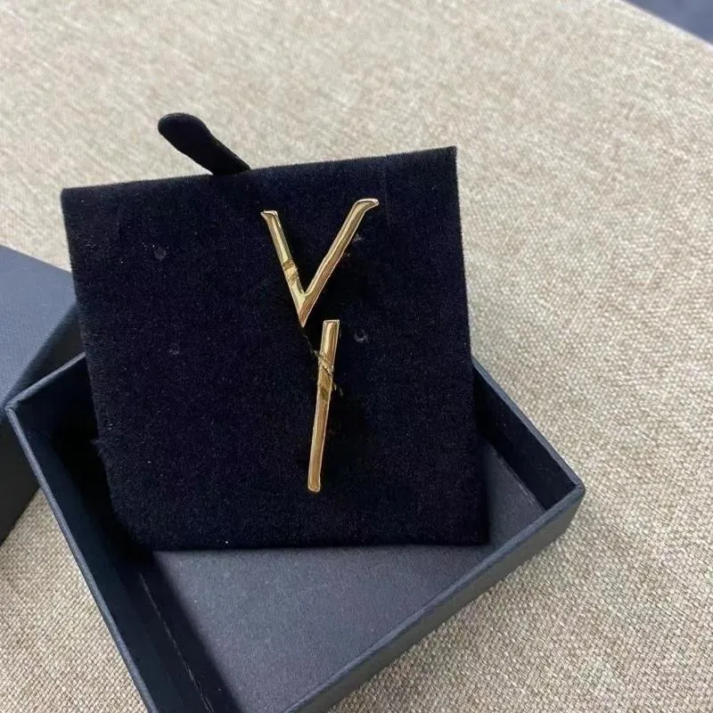 Vintage Gold Brooch Pin 18K Gold Plated Designer Inspired, Retro YSL  Style, Fashion Brooches for Women Men, Suit Clothes Accessories