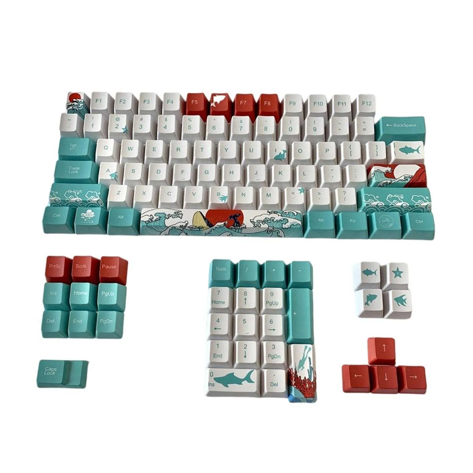 110Key Coral DYE-SUB PBT Keycaps DIY Set for Cherry Keyboards