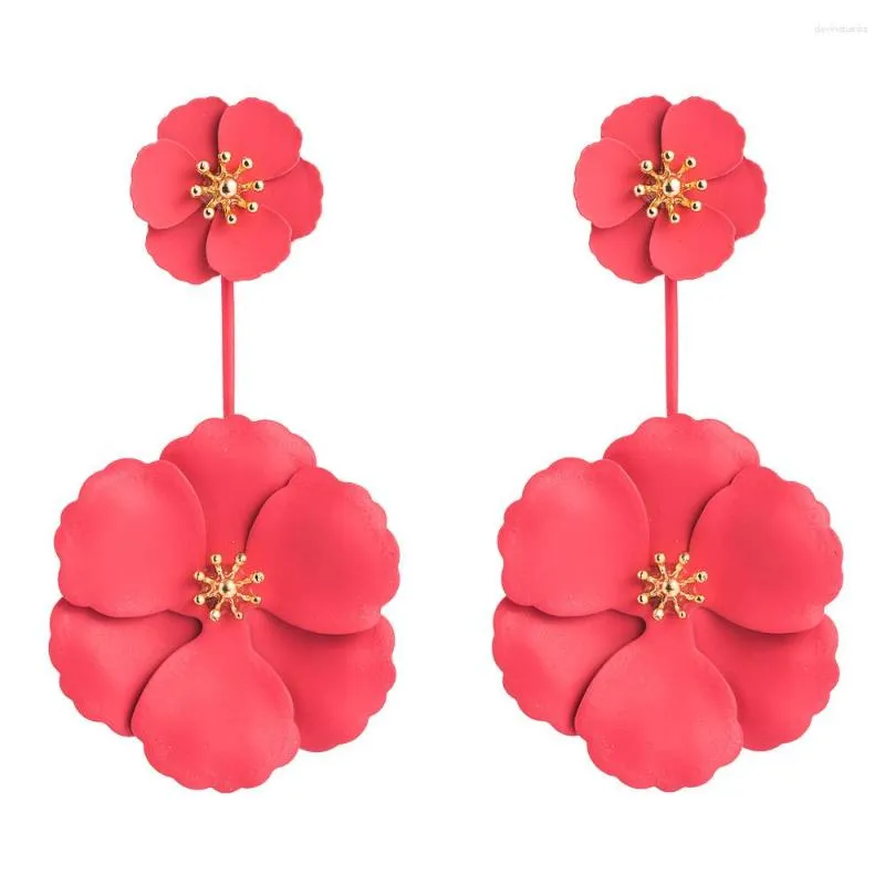 Kolczyki Dangle Bohemian Big Red Flowers Drop Fashion Biżuteria Autumn Beach Vintage Invise K inkuria dla kobiety prezent hurtowy