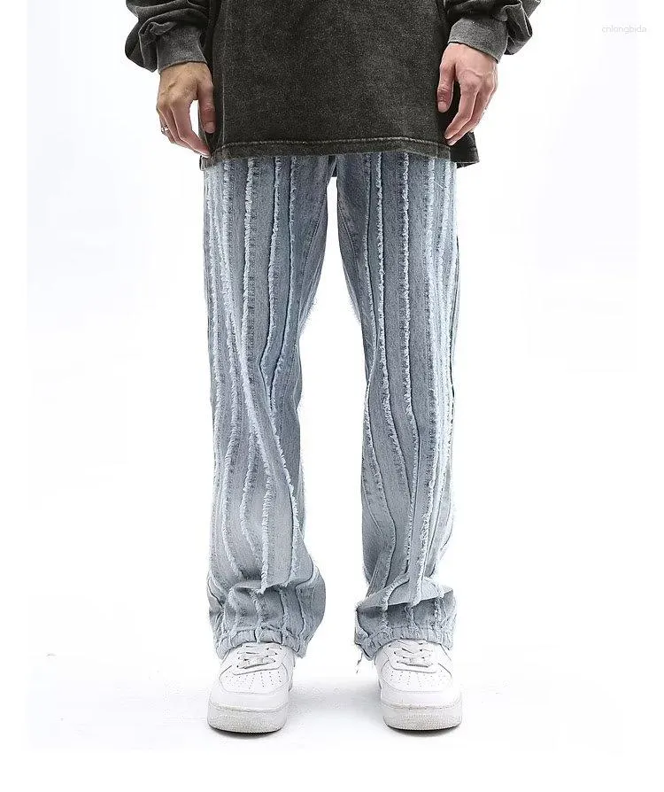 Männer Jeans 2023 Cooles Design Grate Gestreifte Retro Gewaschen Baggy Hosen Für Männer Kleidung Gerade Hip Hop Lose Denim Hosen ropa Hombre