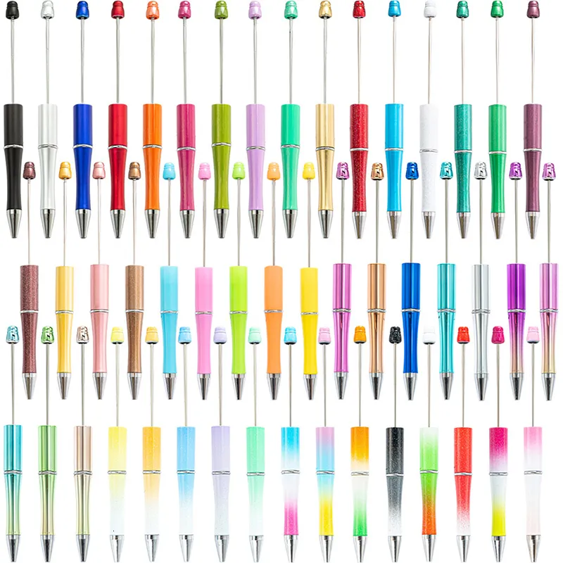 Kulspets pennor 100 st pärla penna grossist kreativa plastpärlor utskrivbara pärlor DIY -gåva för studentkontor leveranser 230807