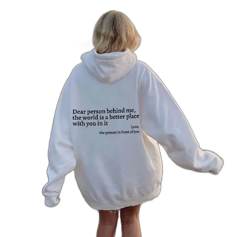 Felpa Con Cappuccio Donna Generico: Stampata Con Lettera Sfumata, Maniche Lunghe, Tasca, Blu, Taglia XXXL