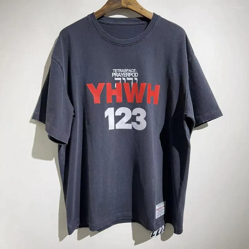 メンズTシャツ2023SS RRR123ビンテージウォッシュレターロゴプリント特大Tシャツストリートウェアコットントップティーウーマン服