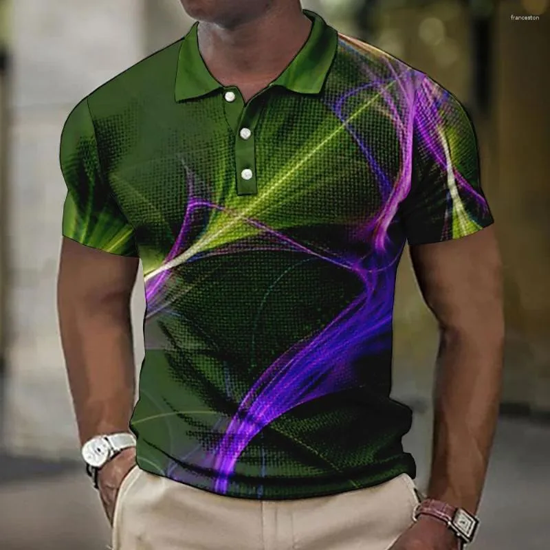 Polos Polos Print Polo 3D Prosta koszula Summer Lapel T-shirt krótkie rękawy swobodny topy premium męskie ubrania uliczne