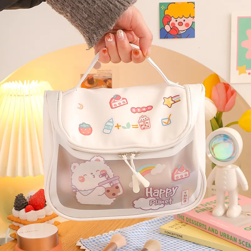 Sacs à cosmétiques étuis grande capacité sac pour femmes étanche voyage lavage maquillage filles autocollants faciles à poser Kawaii beauté organisateur 230808