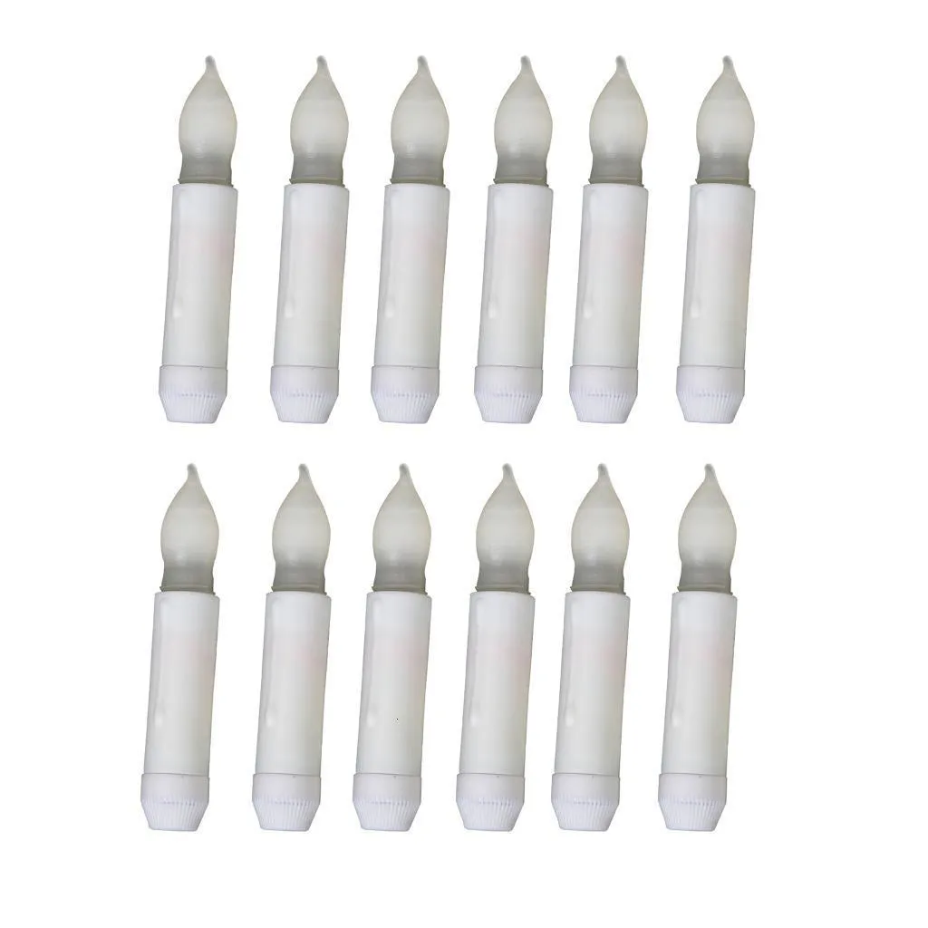 12x LED Flameless Led Taper Candle Battery Powered Long Dinner Candle 115mm