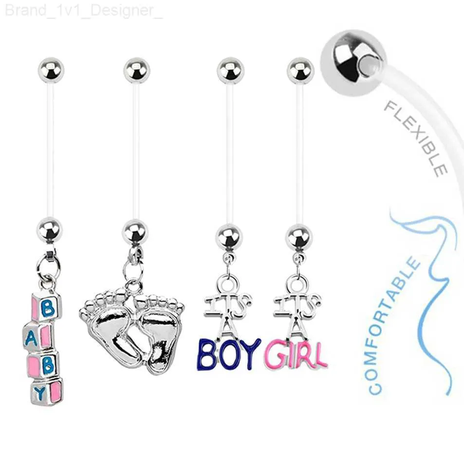 Mix Pregnant Belly Button Rings Crystal Rhinestone Baby Feets Navel