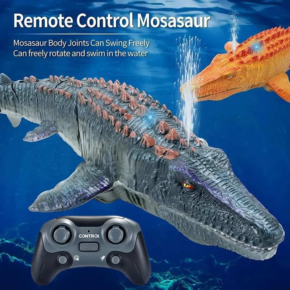 ElectricRC Animals Simulation 24g Remote Control Electric Dinosaur Toy Gift Kids Mosasaur Spray Boy Water Wireless E2Q6 230807