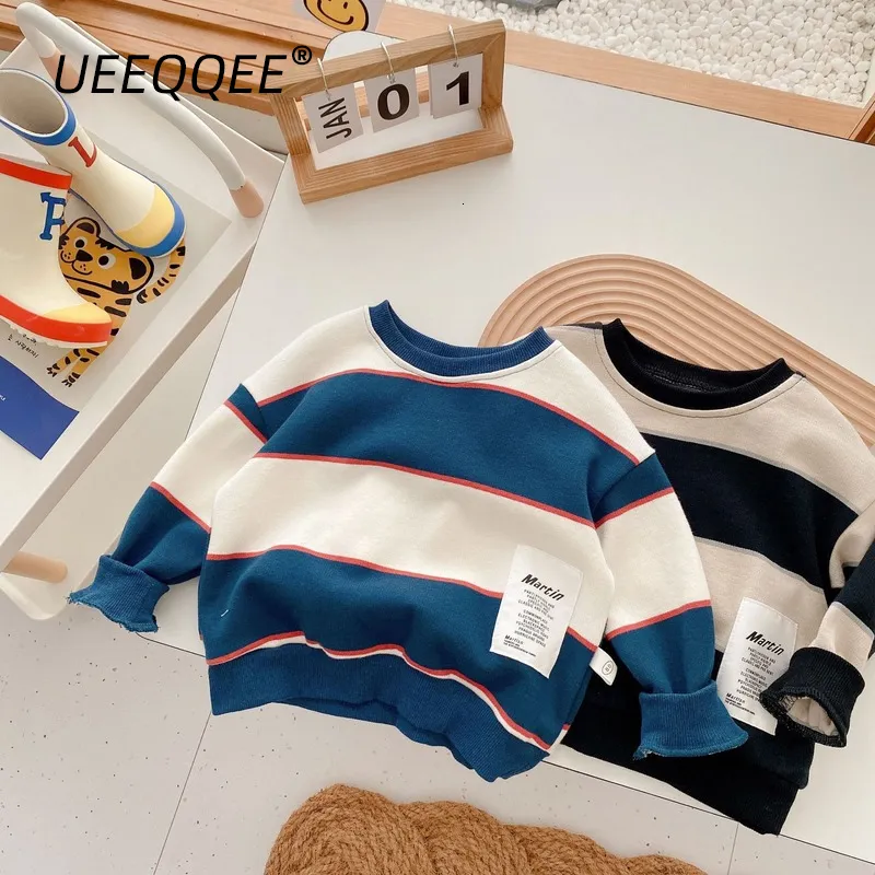 Felpe con cappuccio Felpe in cotone a righe 2023 Primavera Autunno Bambini Ragazzi Casual Pullover Toddler Wear Sport Top Abbigliamento per bambini per 1 8Y 230807