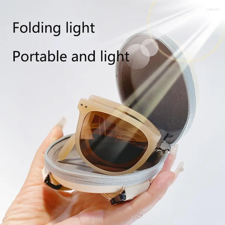 Sunglasses Folding Fashion Portable Women's Summer UV Sunscreen Light Face Small Glasses Men Fashionable Driving