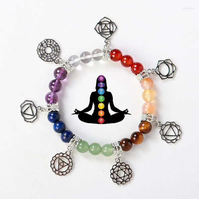 Strand 7 Chakra Yoga Reiki Healing Balans Armbanden Natuursteen Armband Levensenergie Vrouwen Sieraden