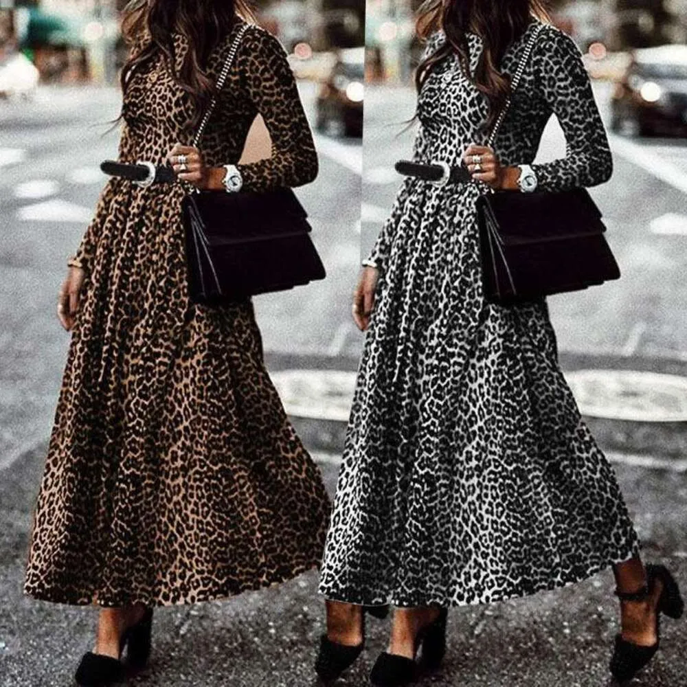 sachin and babi light blue dress Women's V-neck Long Sleeve Tie Back Leopard Print Midi Casual Dress with  Pockets
