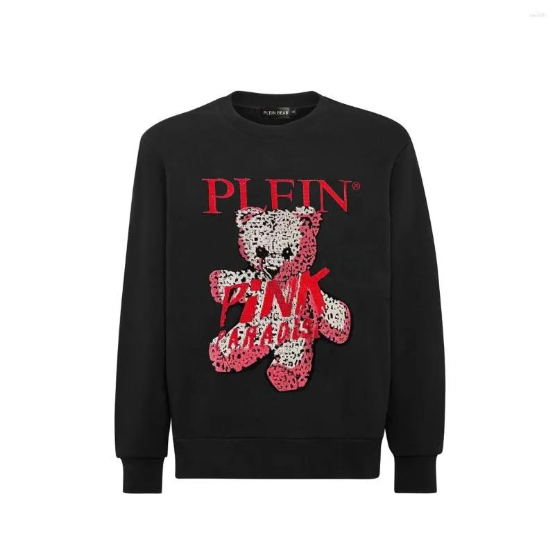 Felpe con cappuccio da uomo PiNK PARADISE FELPA GIROCOLLO Teddy Bear Uomo Felpe spesse calde Pullover hip-hop con strass Uomo di lusso