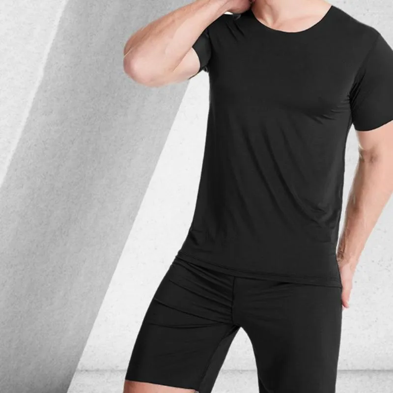Men's Sleepwear 2 Pcs/Set Fabulous Underwear Sets Pullover Basic Close-fitting Two-piece Summer Men Nightclothes