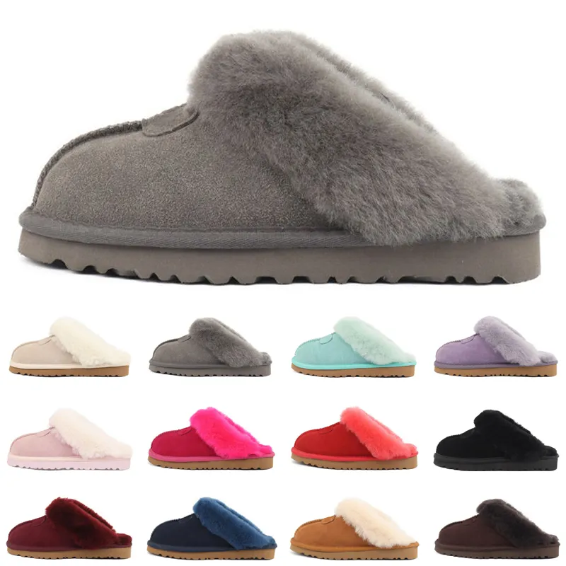 Pantofole in pelliccia firmate australiane sandali ciabatte da donna scarpe da neve invernali da donna mini sandali classici alla caviglia castagna nera rosa grigio sandalo blu scuro