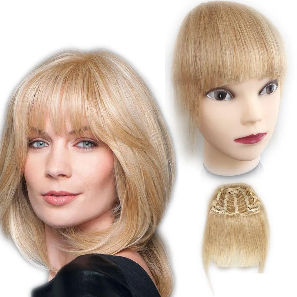 Human Bangs Clip In Hair Fl Length 1 Piece Layered Fringe Postiches Extensions Couleur - Bleach Blonde Drop Delivery Products Remy Vir Dhtzt