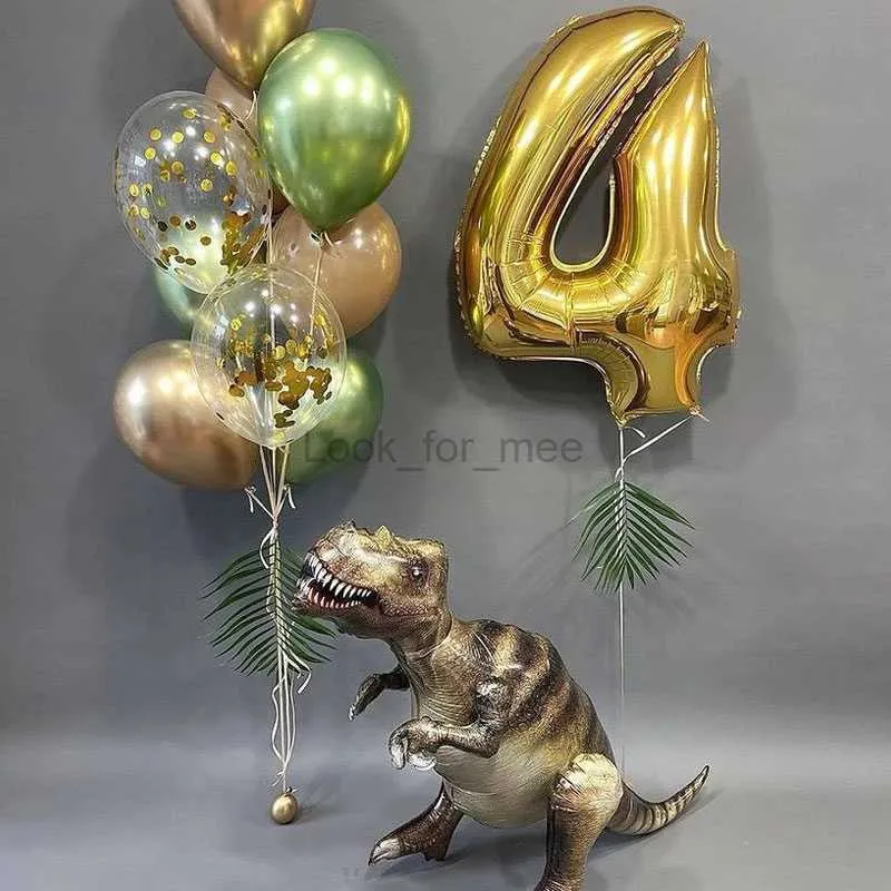 10 Stück 32 Zoll Gold Zahlen Folienballons Alles Gute zum Geburtstag Partydekorationen Kinder Junge Mädchen 1 2 3 4 5 6 8 9 Jahre alt Dinosaurier liefert HKD230808