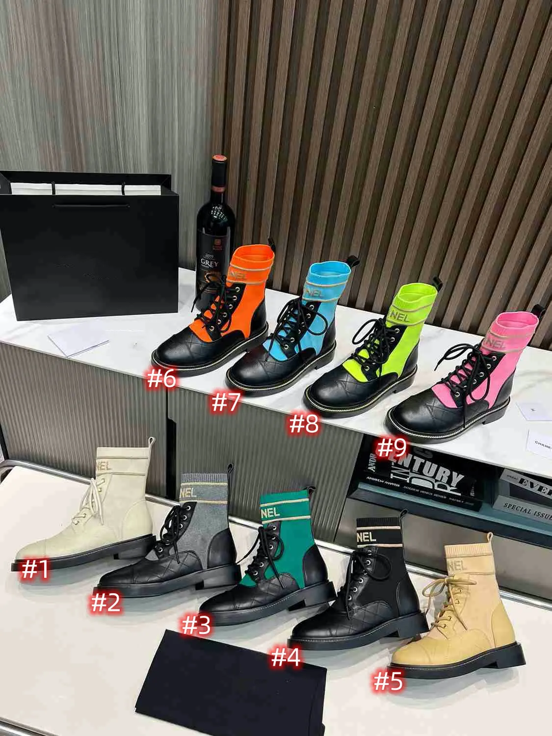 Kobiety kostki na dzianiny Martin Czarna skórzana rycerz Kobieta Krótkie buty But Casual Buty Luksusowe designerskie buty w skarpecie jambskin kokos rozmiar 35-43