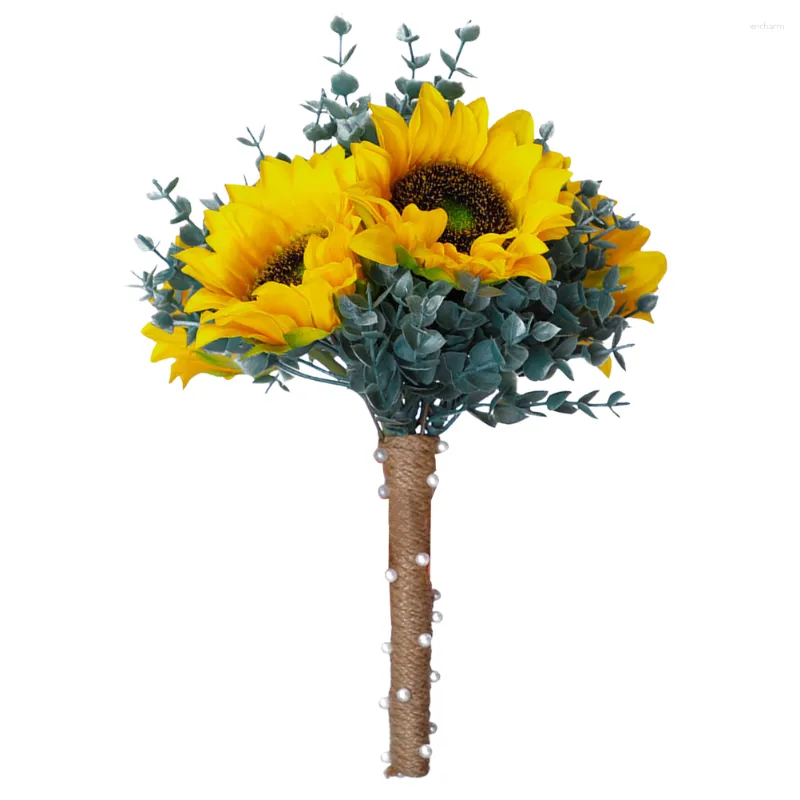 Decoratieve Bloemen Gift Bruiloft Pography Prop Boeket Decor Van Kunstmatige Botanische Nep Zonnebloem Realistische Faux