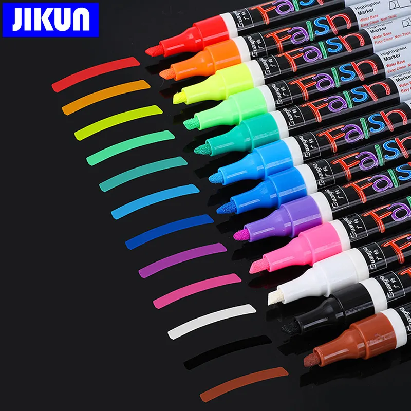 Markers 812pcs Liquid Chalk Marker Pens Erasable Multi Colored Highlighters LED Writing Board Glass Window Art Colorful Marker Pens 230807